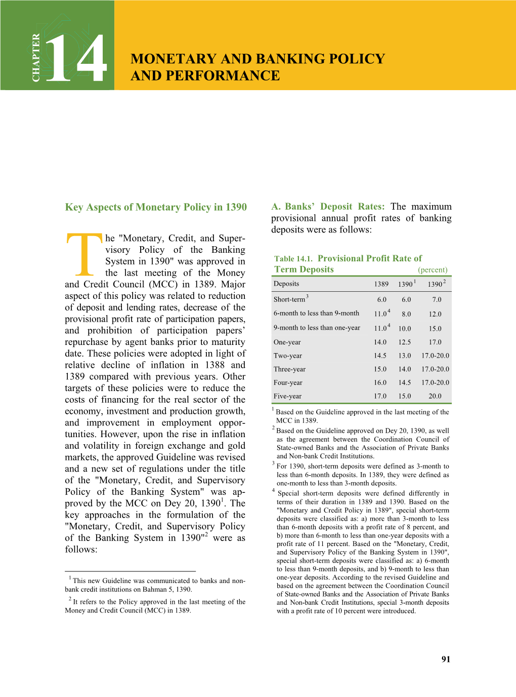 Monetary and Banking Policy and Performance