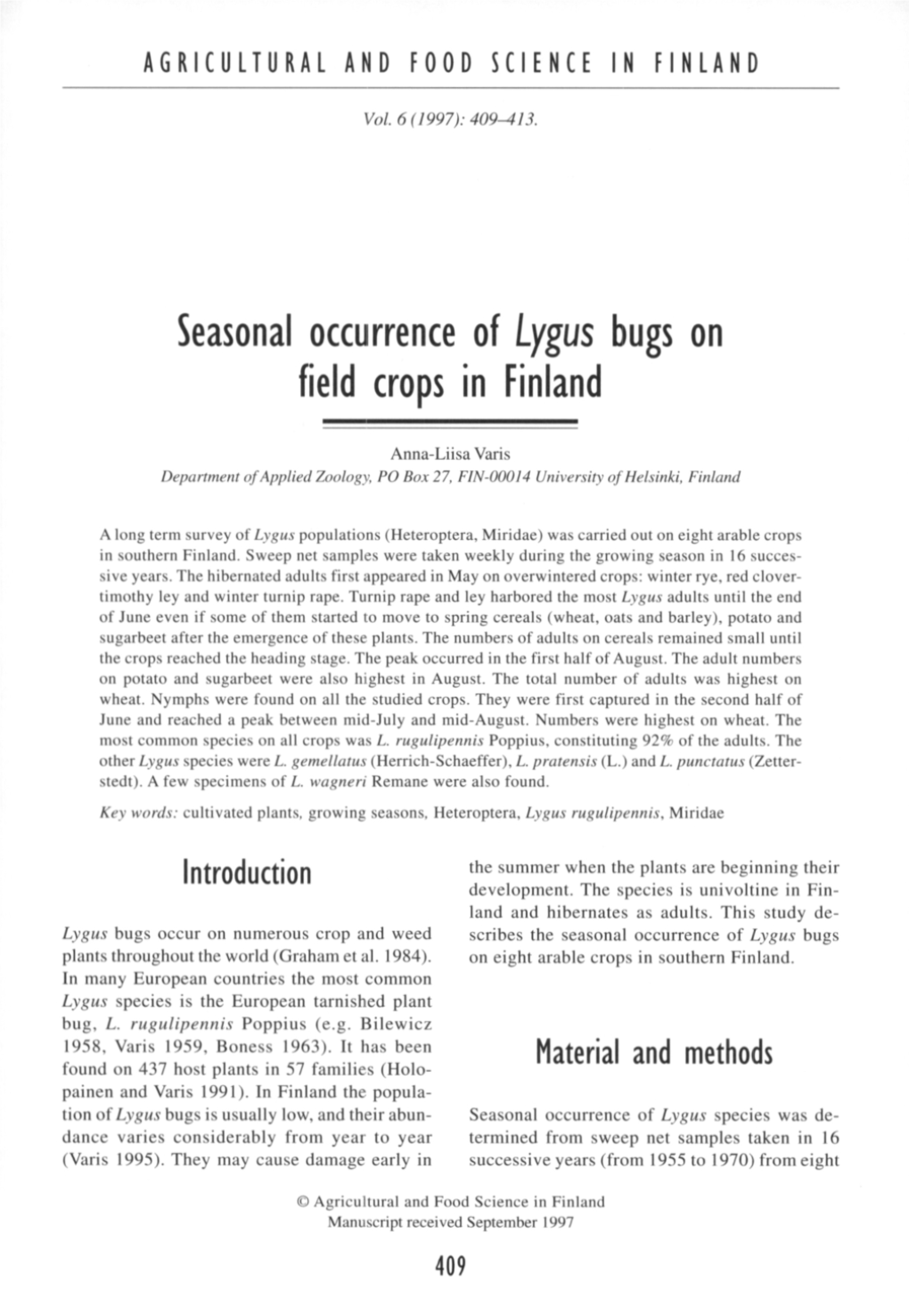 Field Crops in Finland