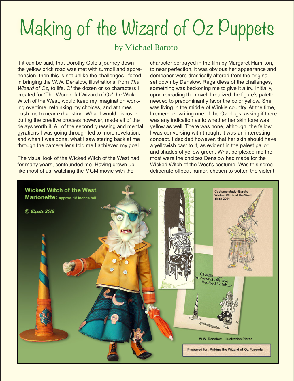 Baum Bugle Extra – Oz Puppetry- Making a Witch