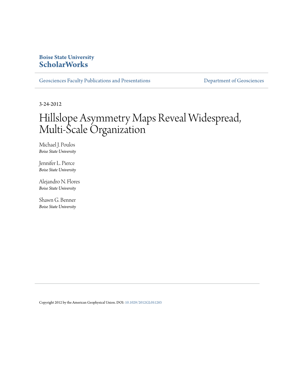 Hillslope Asymmetry Maps Reveal Widespread, Multi-Scale Organization Michael J