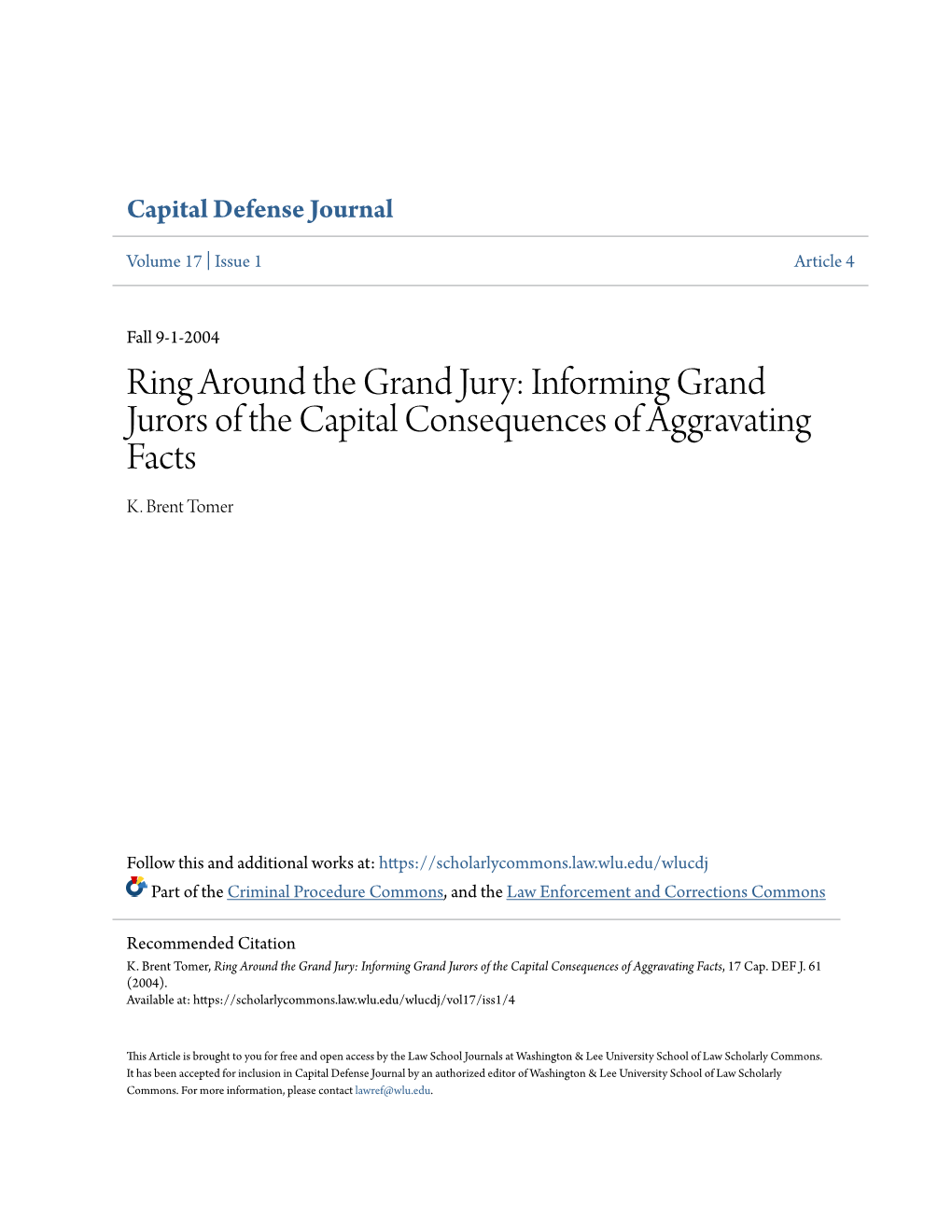 Ring Around the Grand Jury: Informing Grand Jurors of the Capital Consequences of Aggravating Facts K