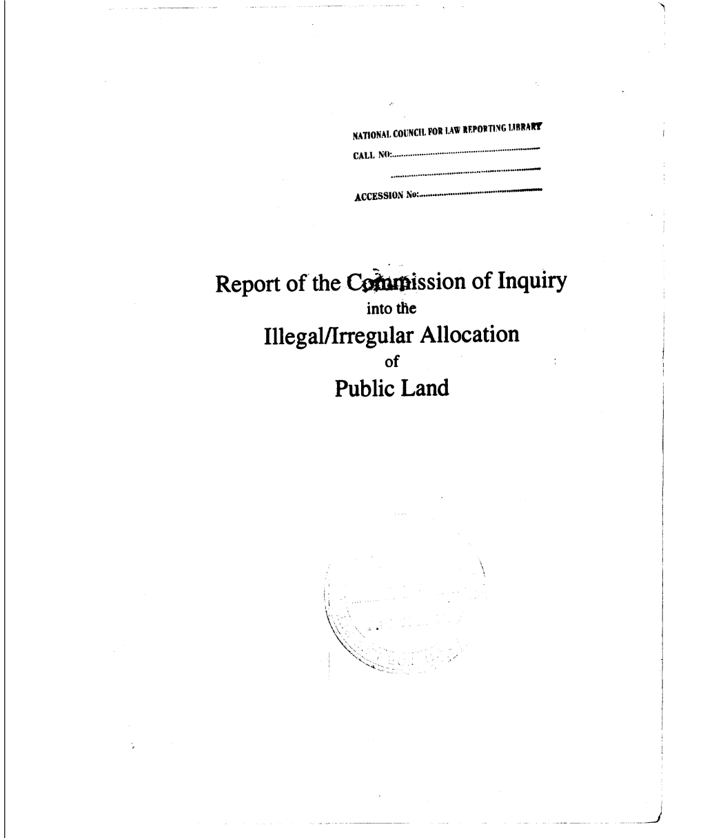 Report of the Ccautkission of Inquiry Illegal/Irregular Allocation Public Land