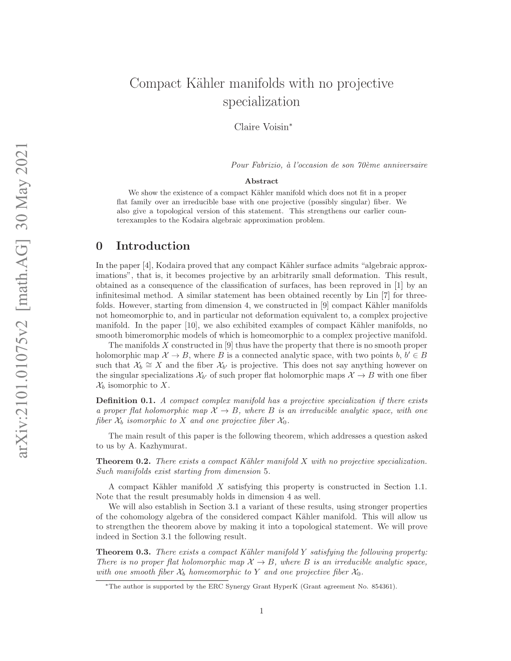 Arxiv:2101.01075V2 [Math.AG] 30 May 2021