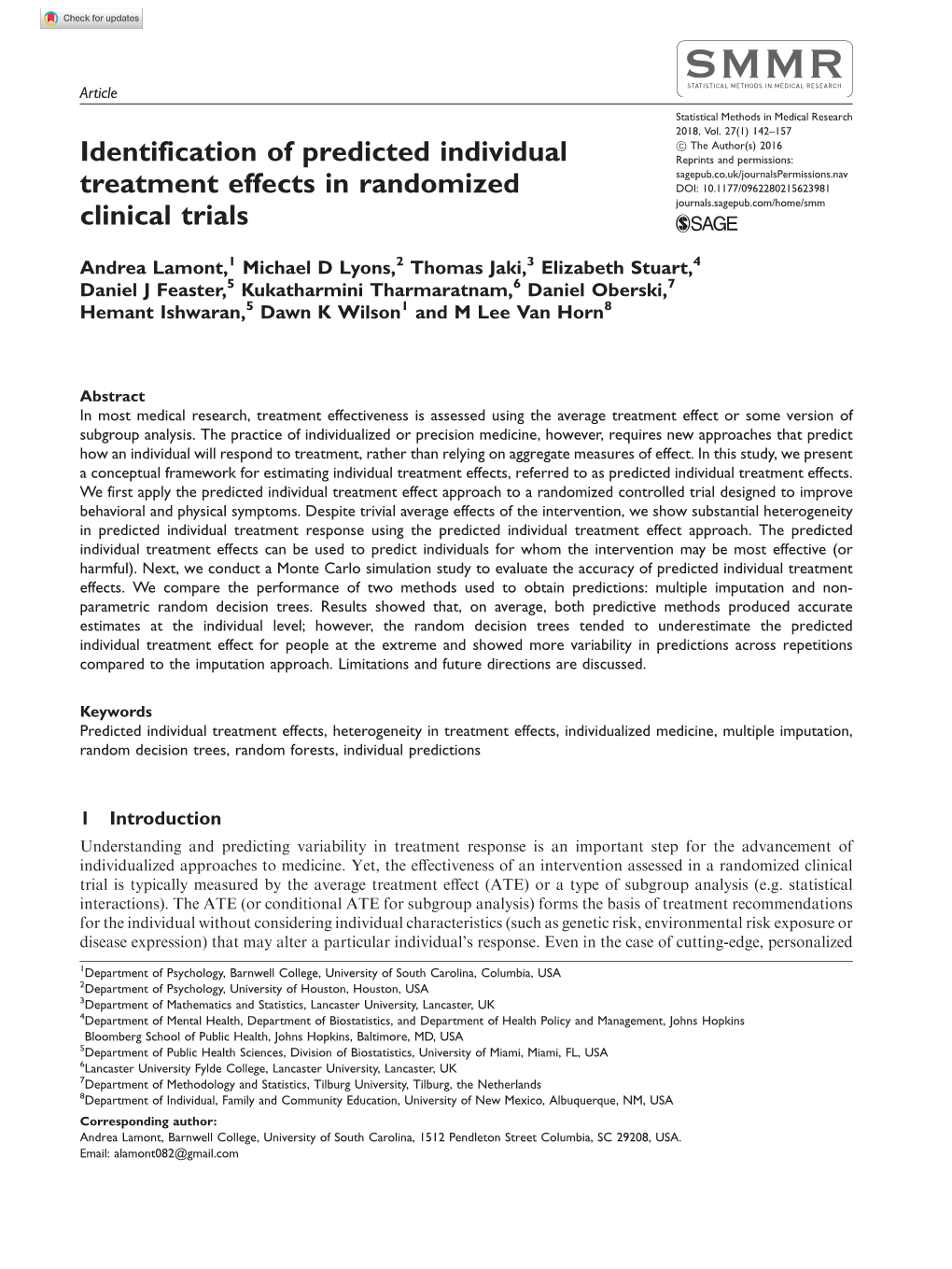 Identification of Predicted Individual Treatment Effects in Randomized