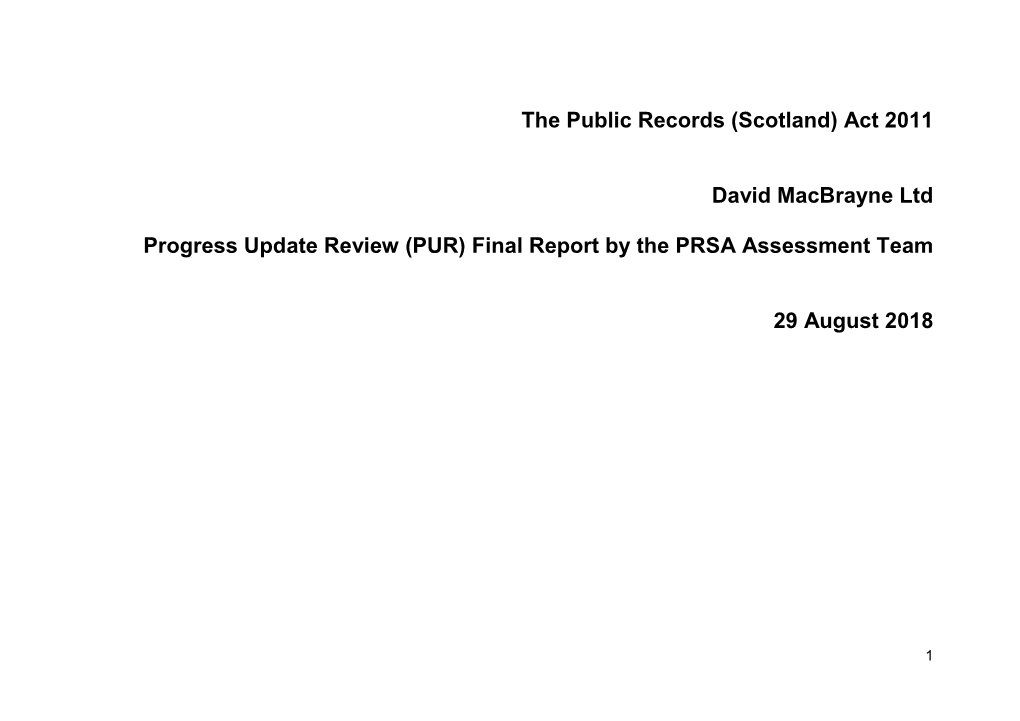 (PUR) Final Report by the PRSA Assessment Team