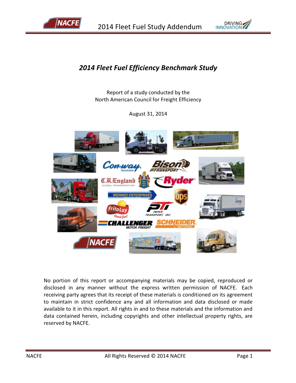 2014 Fleet Fuel Study Addendum