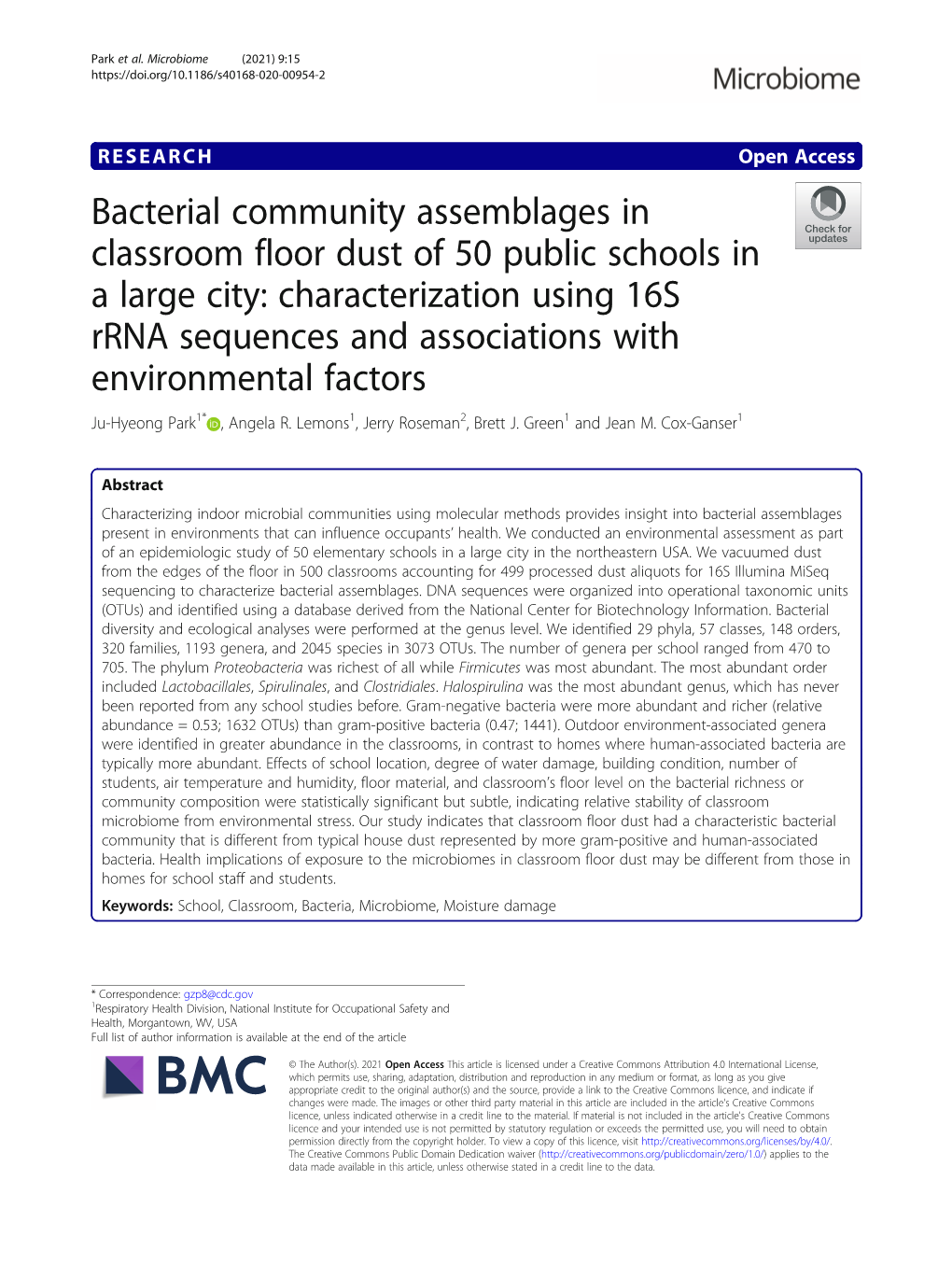 Bacterial Community Assemblages in Classroom Floor Dust of 50 Public