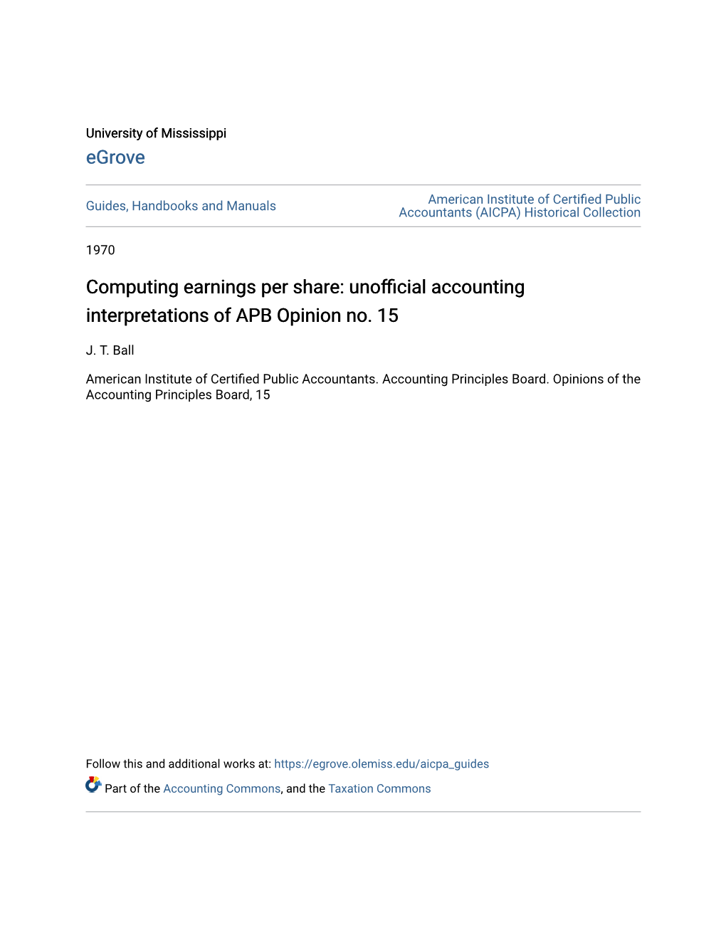 Computing Earnings Per Share: Unofficial Accounting Interpretations of APB Opinion No