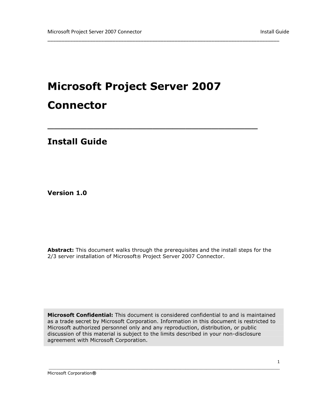 Microsoft Project Server 2007 Connector Installation Guide