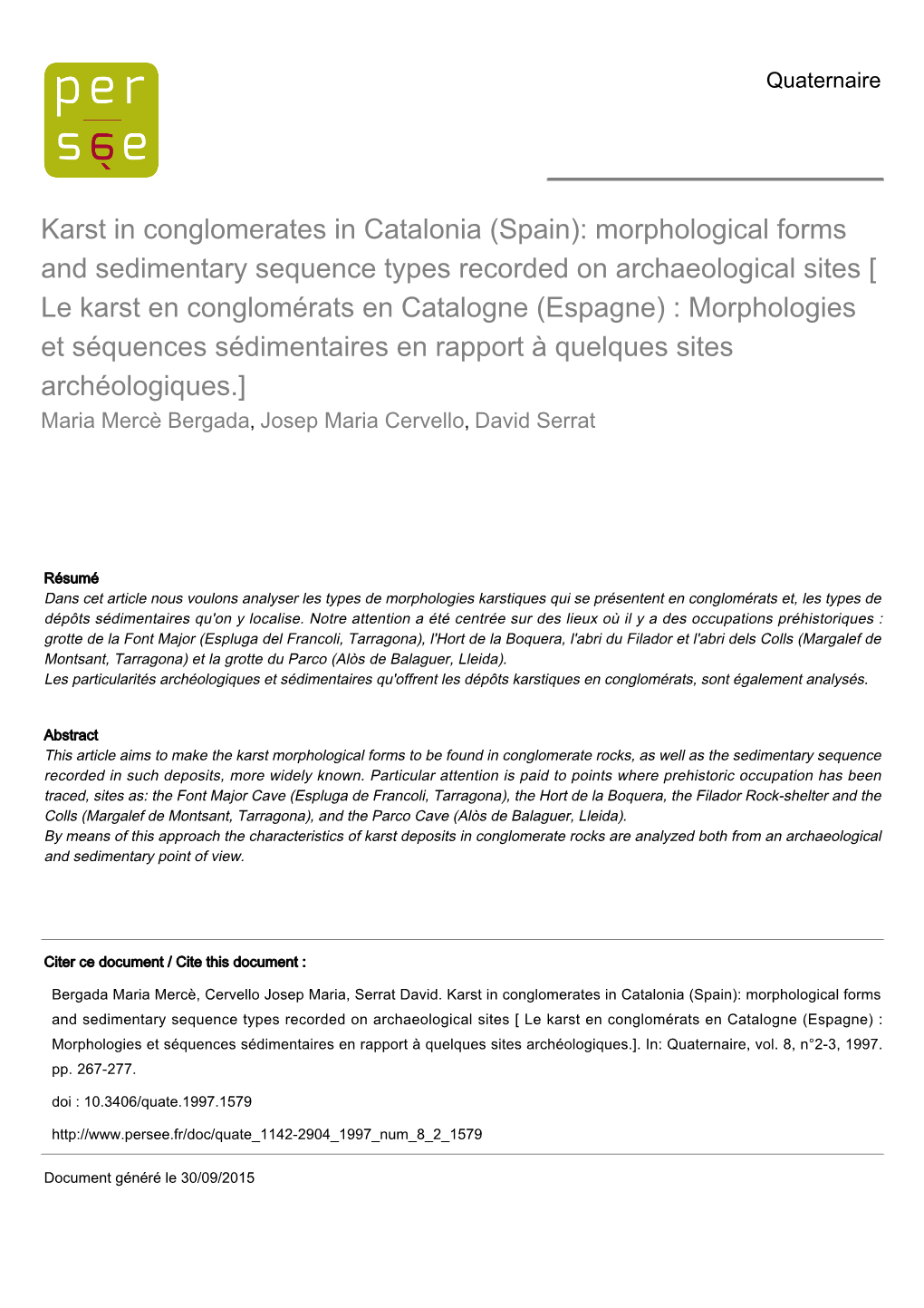 Karst in Conglomerates in Catalonia