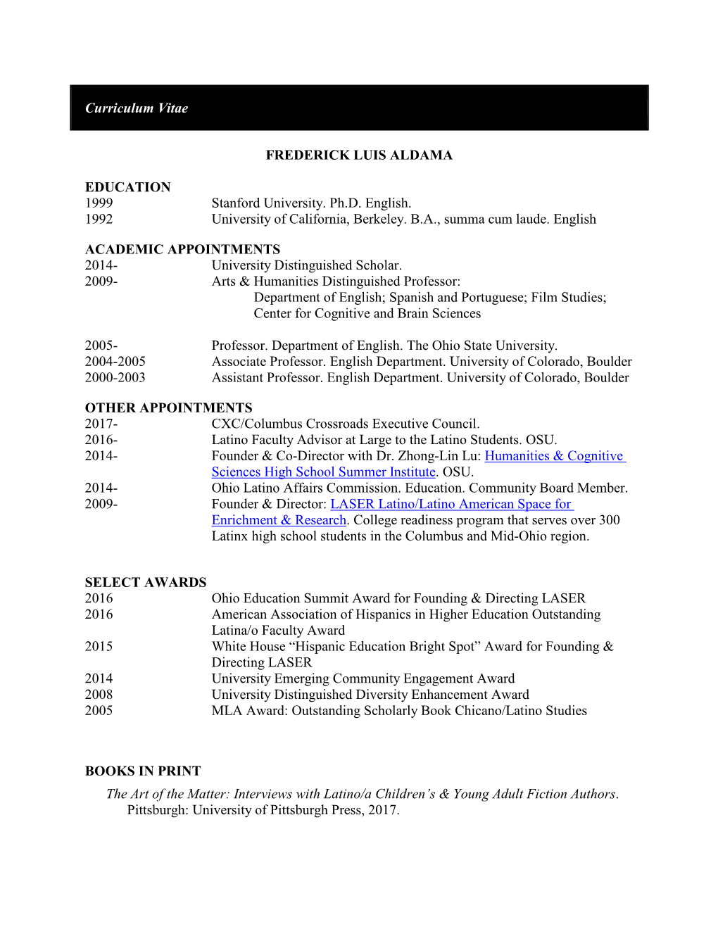 Frederick Luis Aldama's CV.Pdf