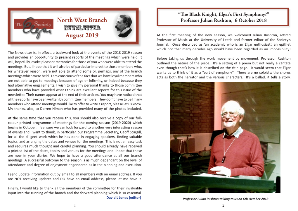North West Branch Newsletter August 2019