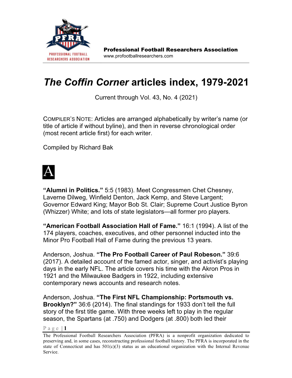 Coffin Corner Index