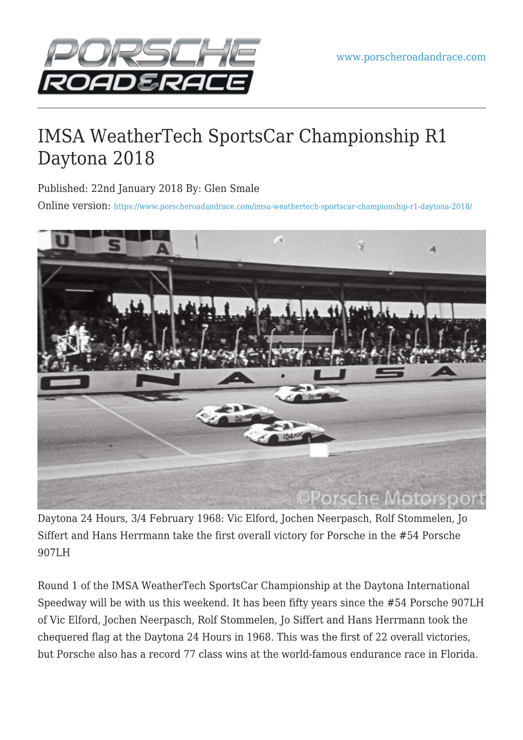 IMSA Weathertech Sportscar Championship R1 Daytona 2018