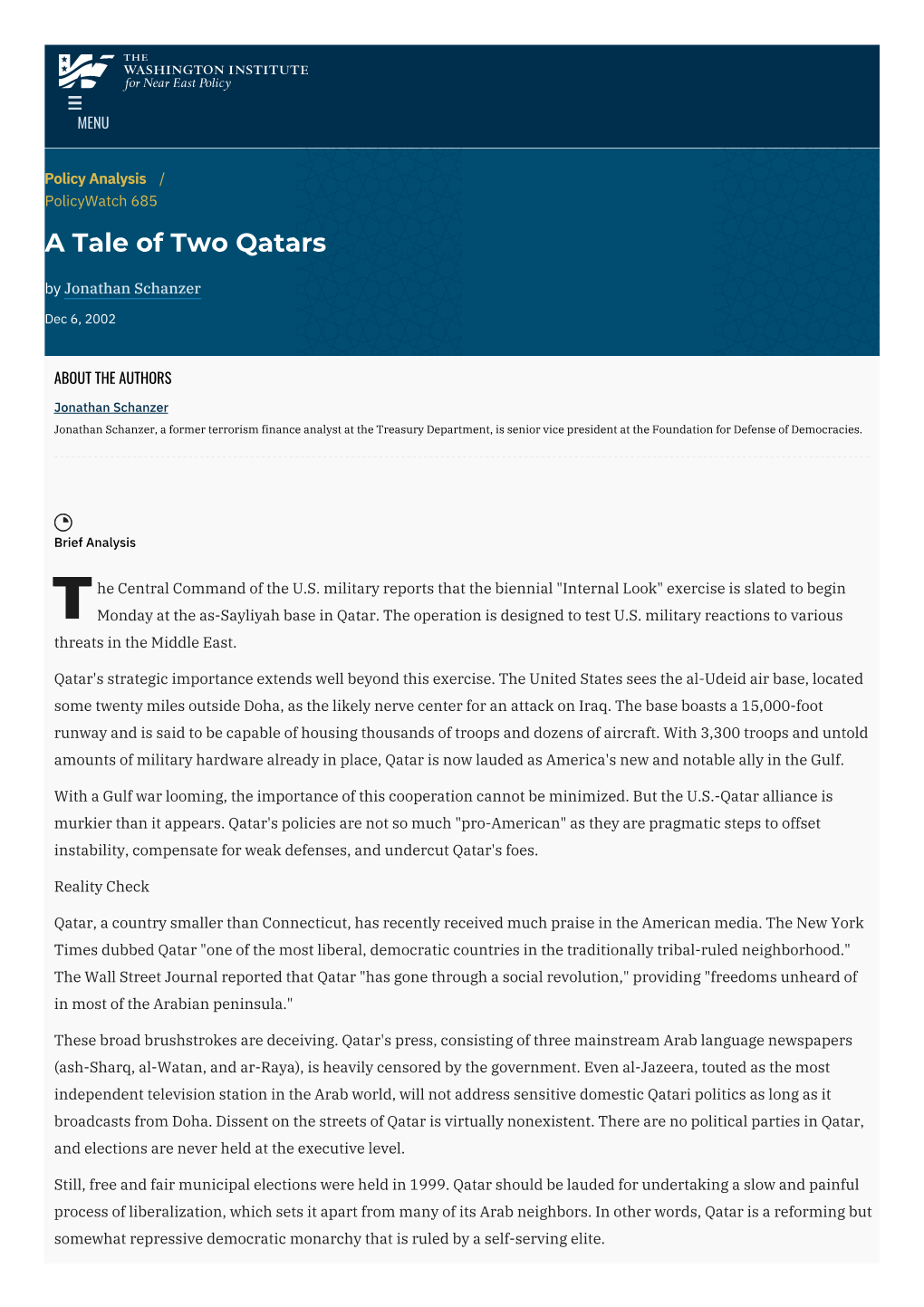 A Tale of Two Qatars | the Washington Institute