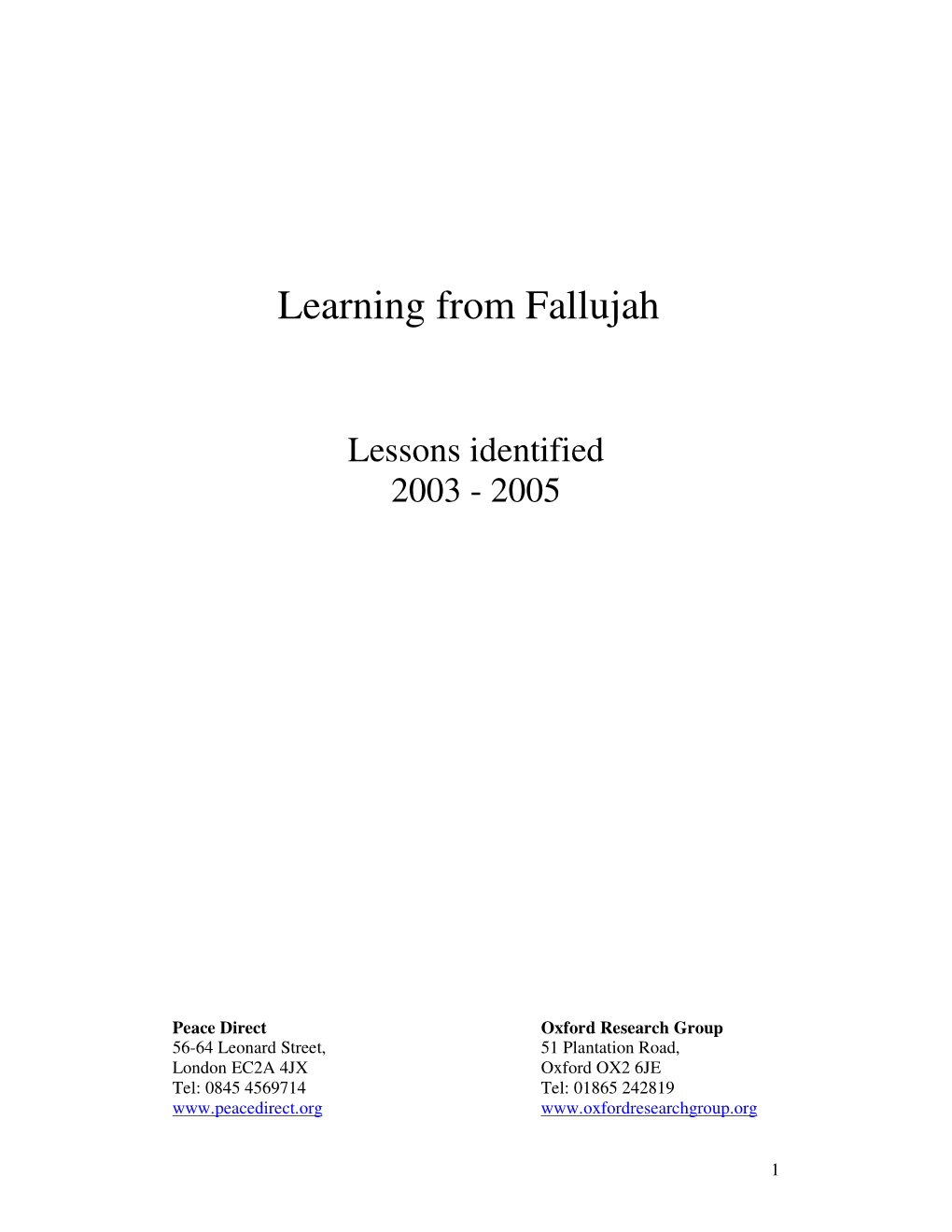Learning from Fallujah