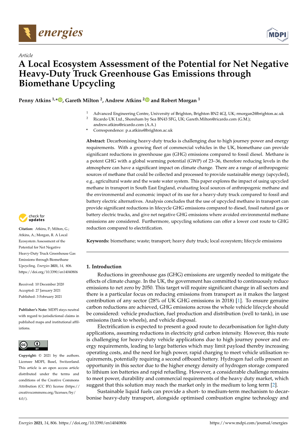A Local Ecosystem Assessment of the Potential for Net Negative Heavy-Duty Truck Greenhouse Gas Emissions Through Biomethane Upcycling