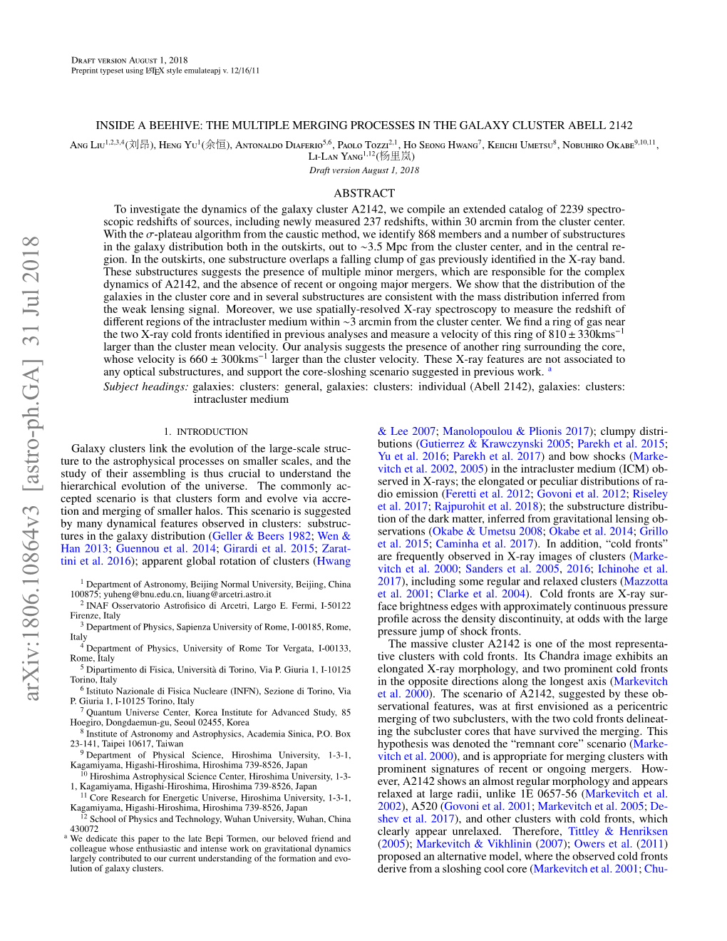 Arxiv:1806.10864V3 [Astro-Ph.GA] 31 Jul 2018 P