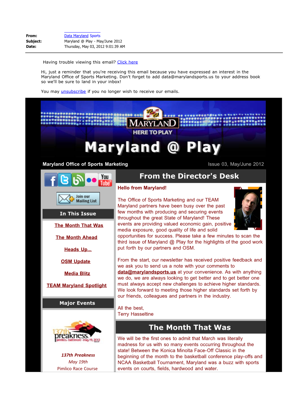 Maryland @ Play - May/June 2012 Date: Thursday, May 03, 2012 9:01:39 AM
