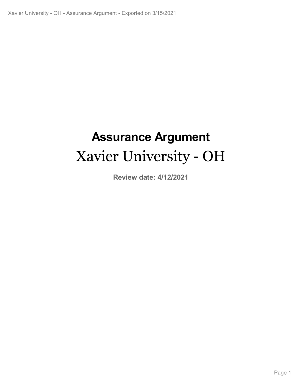 Assurance Argument - Exported on 3/15/2021