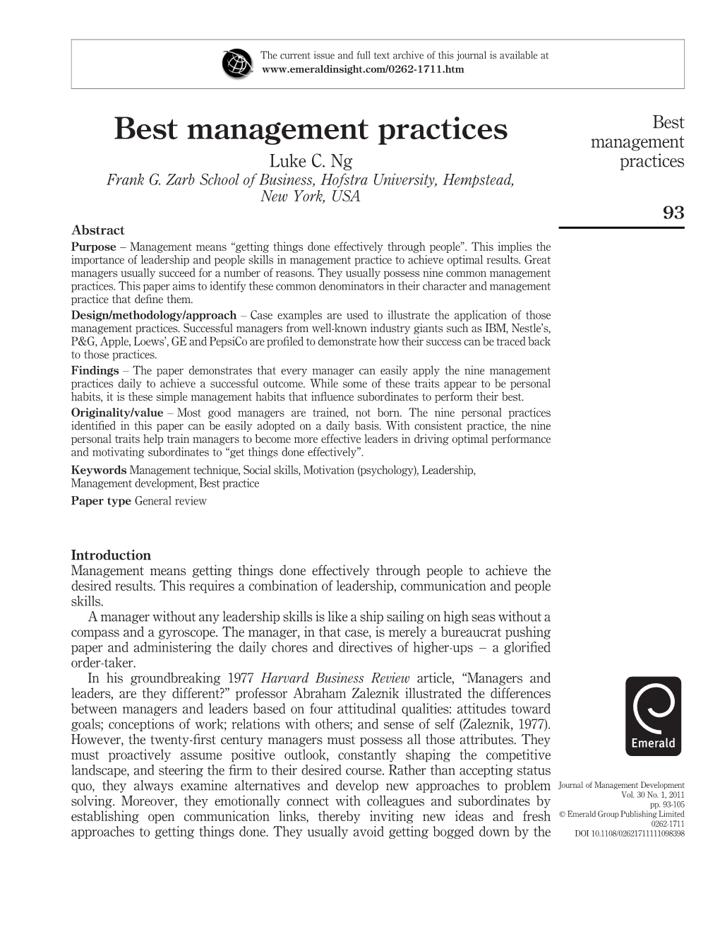 Best Management Practices Management Luke C