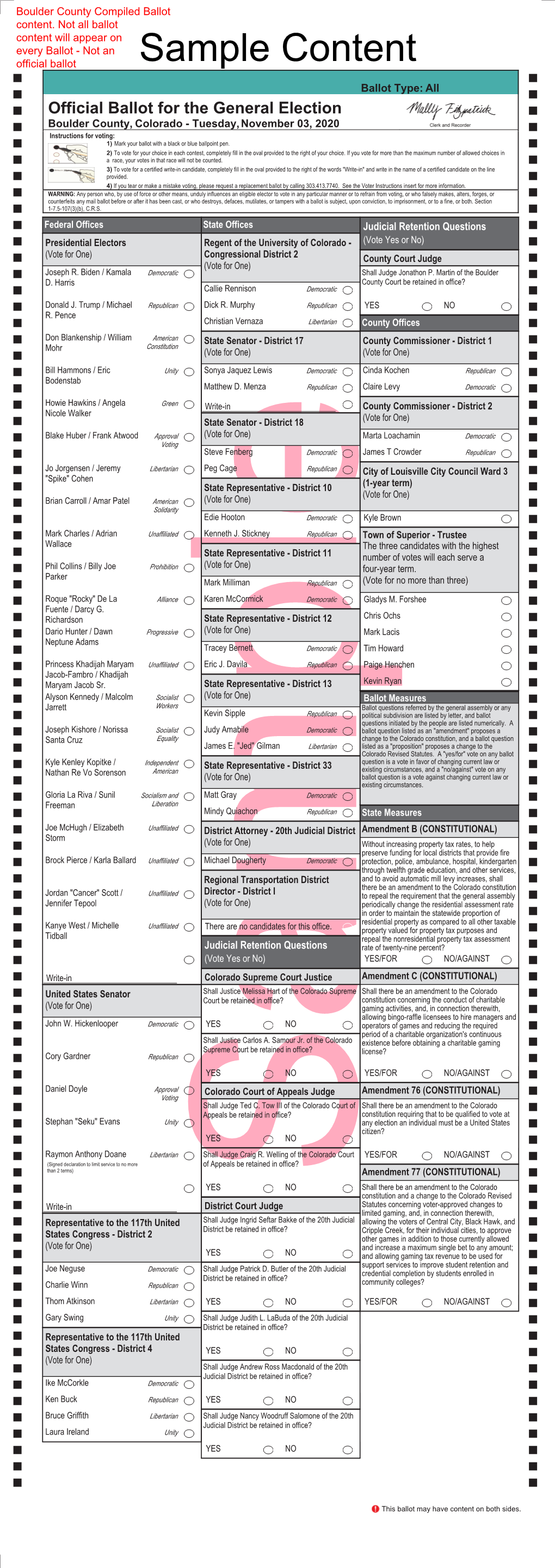 2020 General Election Compiled Ballot Content