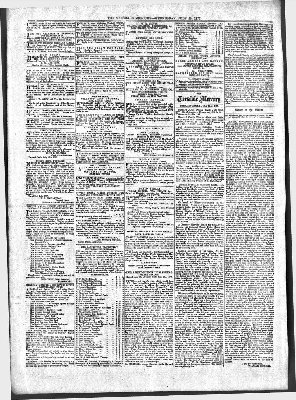 The Tbesdale Mercury—Wednesday, July 25, 1877. . ^S