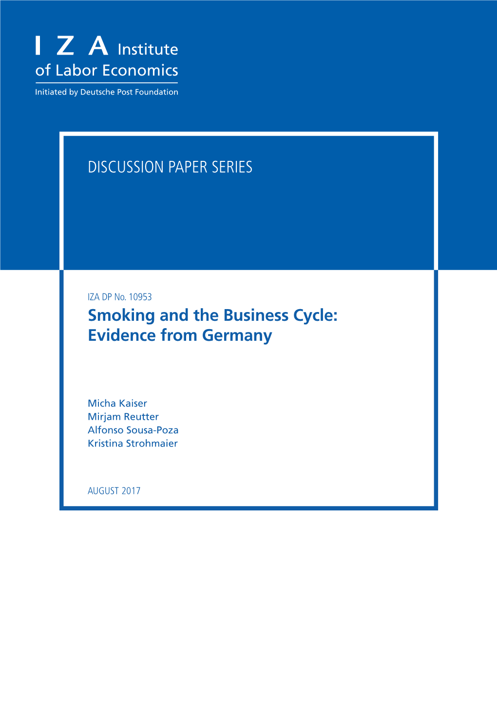 Smoking and the Business Cycle: Evidence from Germany