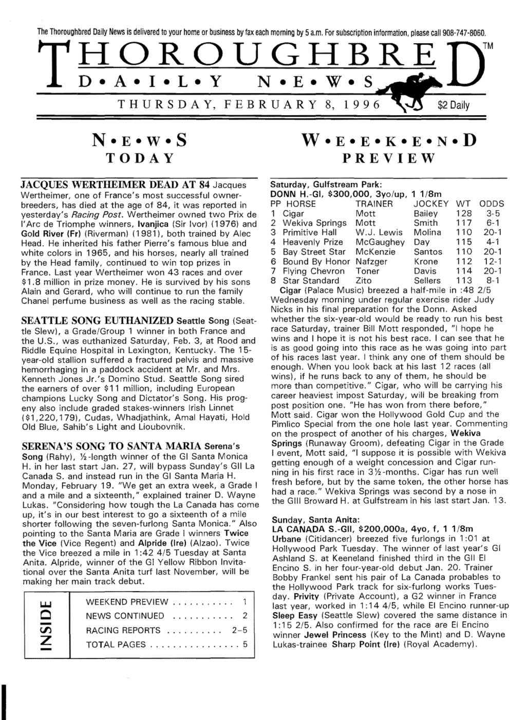 Red Daily News Is Delivered to Your Home Or Business by Fax Each Morning by 5A.M