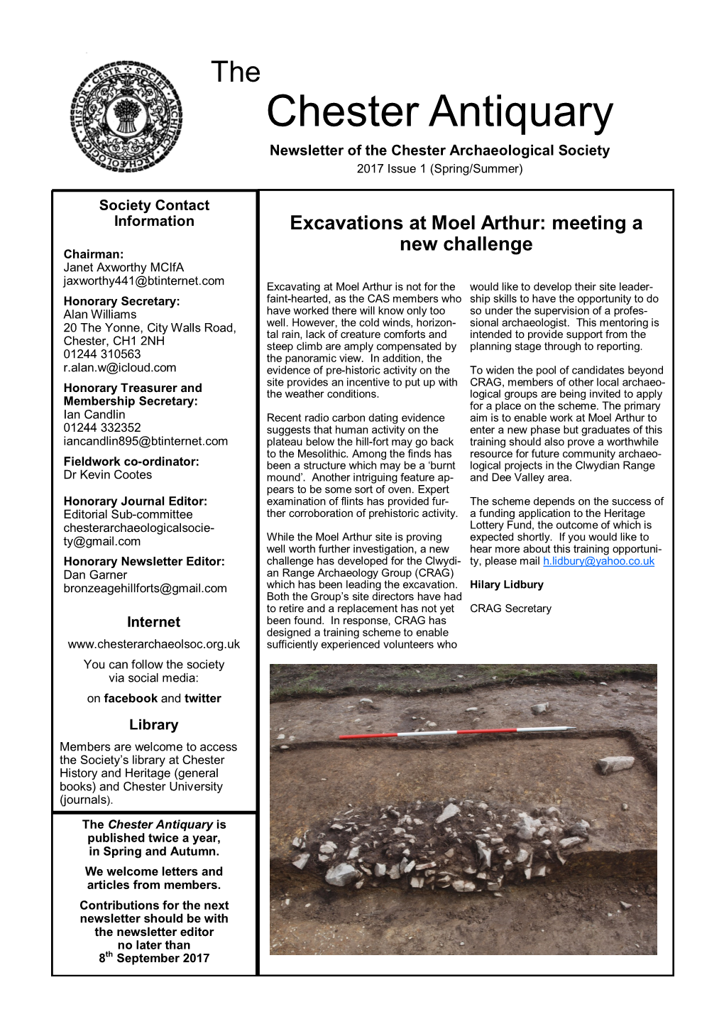 Chester Antiquary Newsletter of the Chester Archaeological Society 2017 Issue 1 (Spring/Summer)