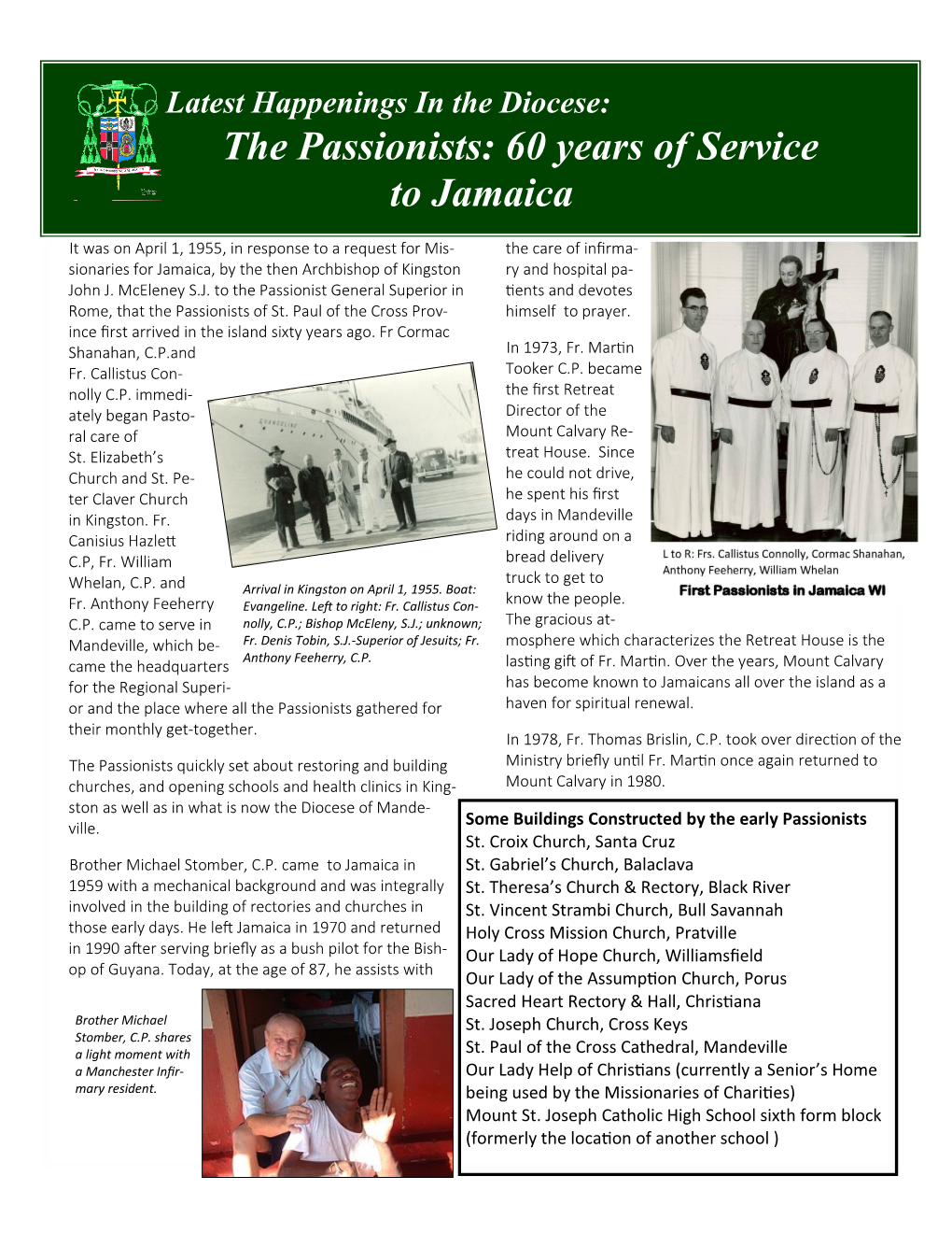 The Passionists: 60 Years of Service to Jamaica