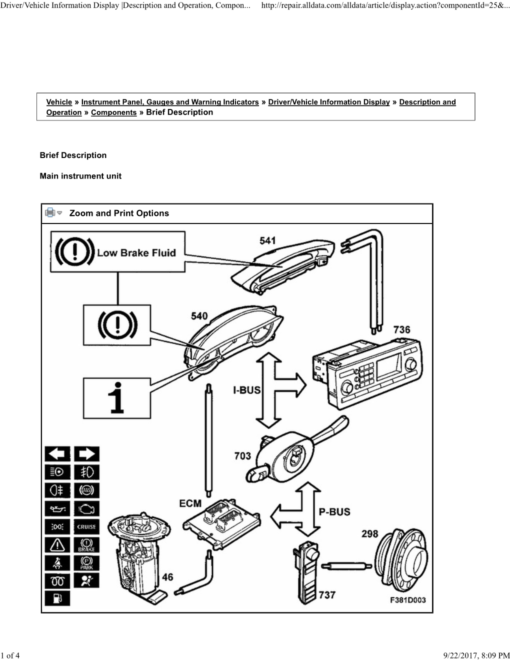 Driver/Vehicle Information Display |Description and Operation, Compon