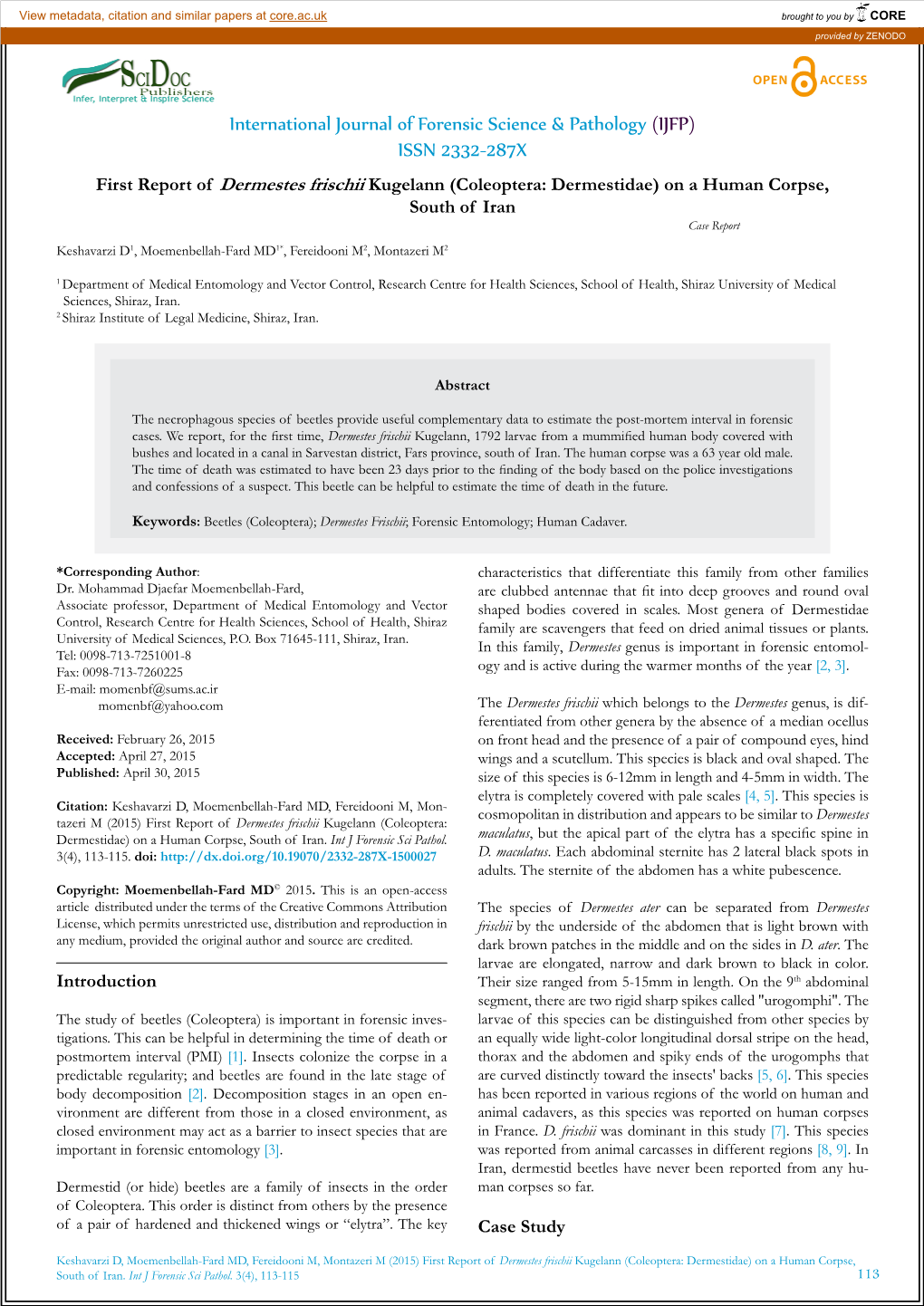 International Journal of Forensic Science & Pathology