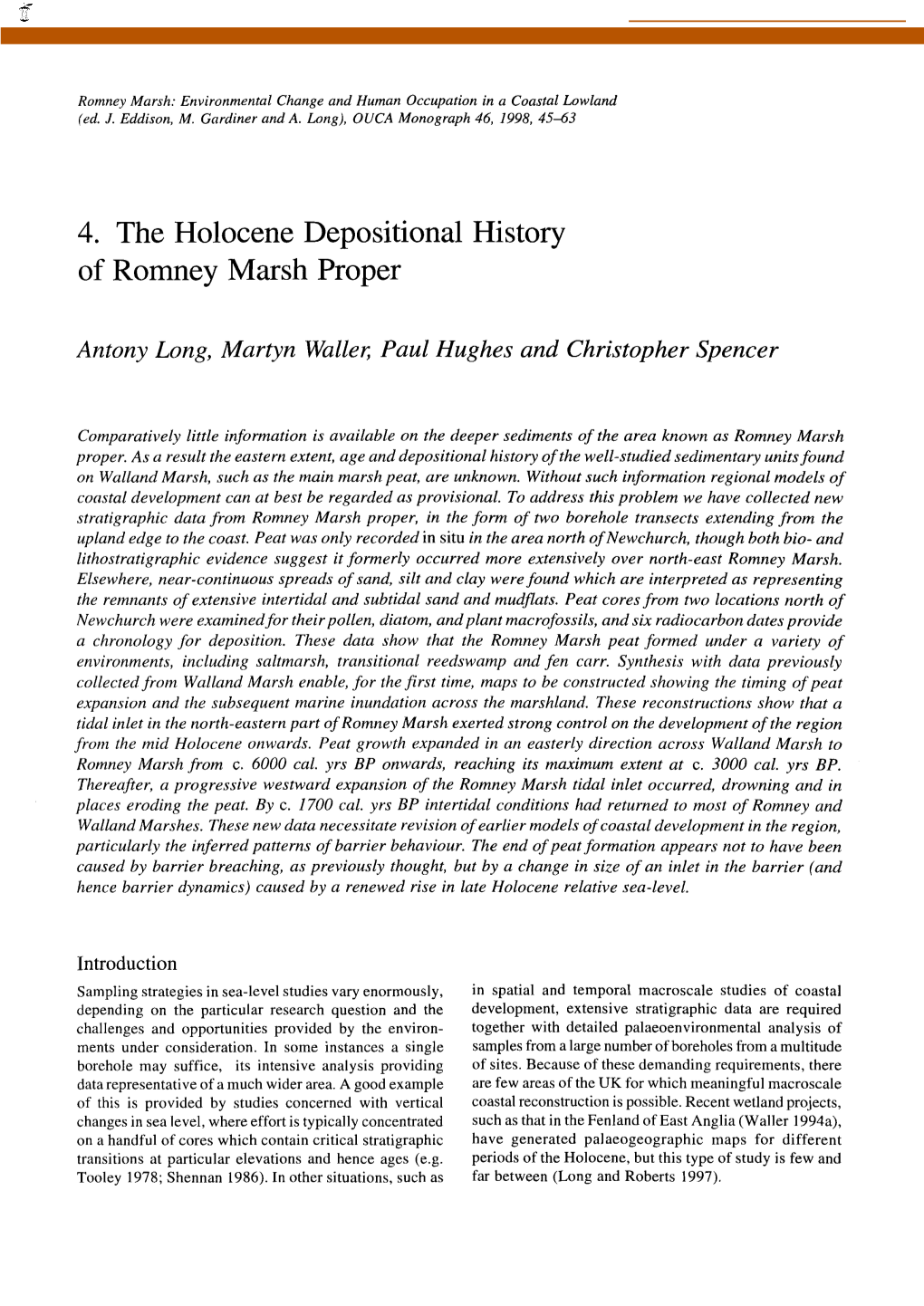 4. the Holocene Depositional History of Romney Marsh Proper
