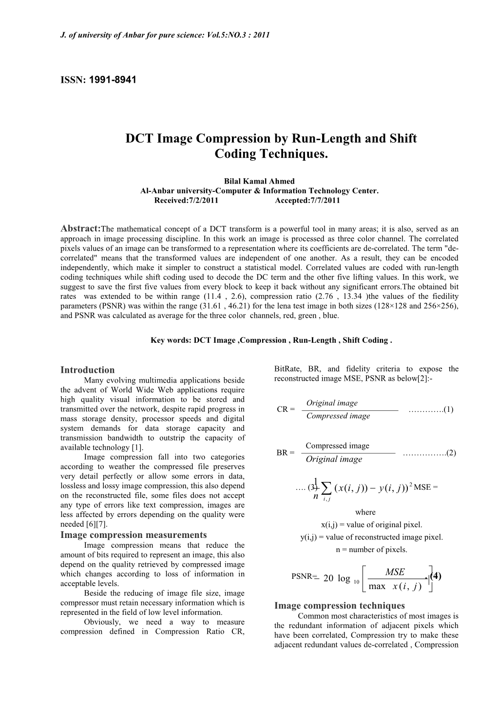 DCT Image Compression by Run-Length and Shift Coding Techniques