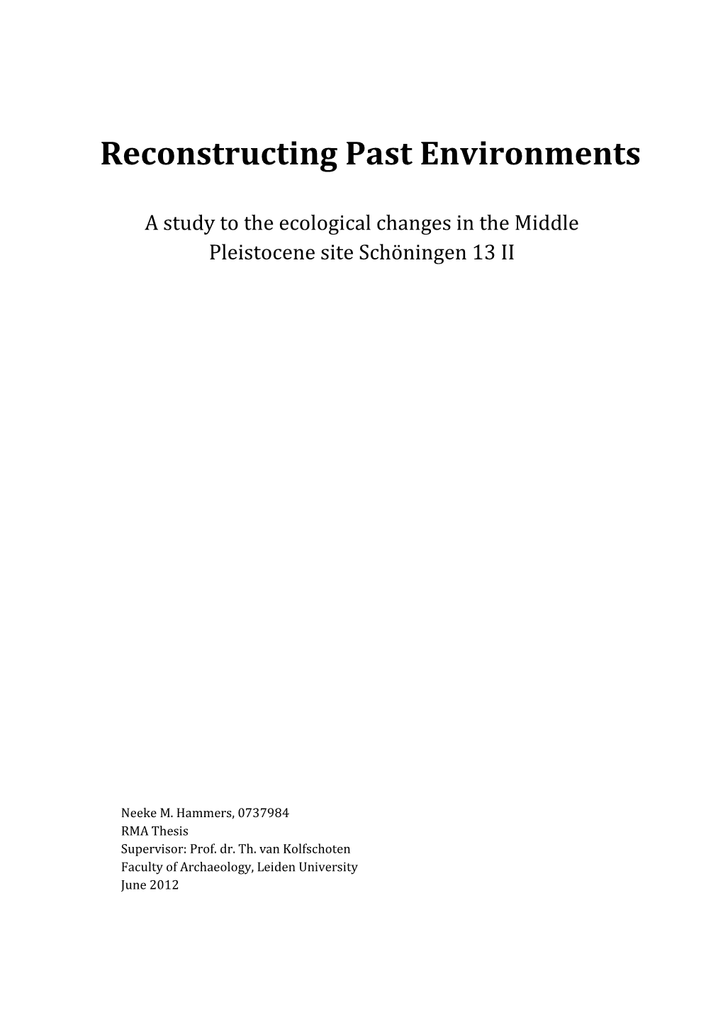 Reconstructing Past Environments