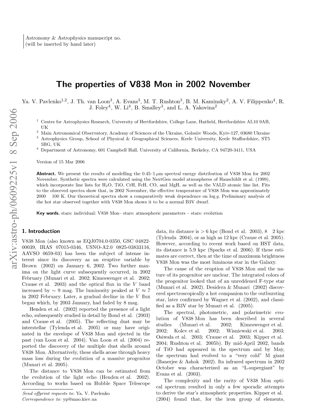 The Properties of V838 Mon in 2002 November