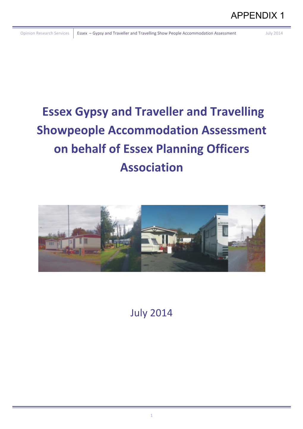 Essex Gypsy and Traveller and Travelling Showpeople Accommodation Assessment on Behalf of Essex Planning Officers Association