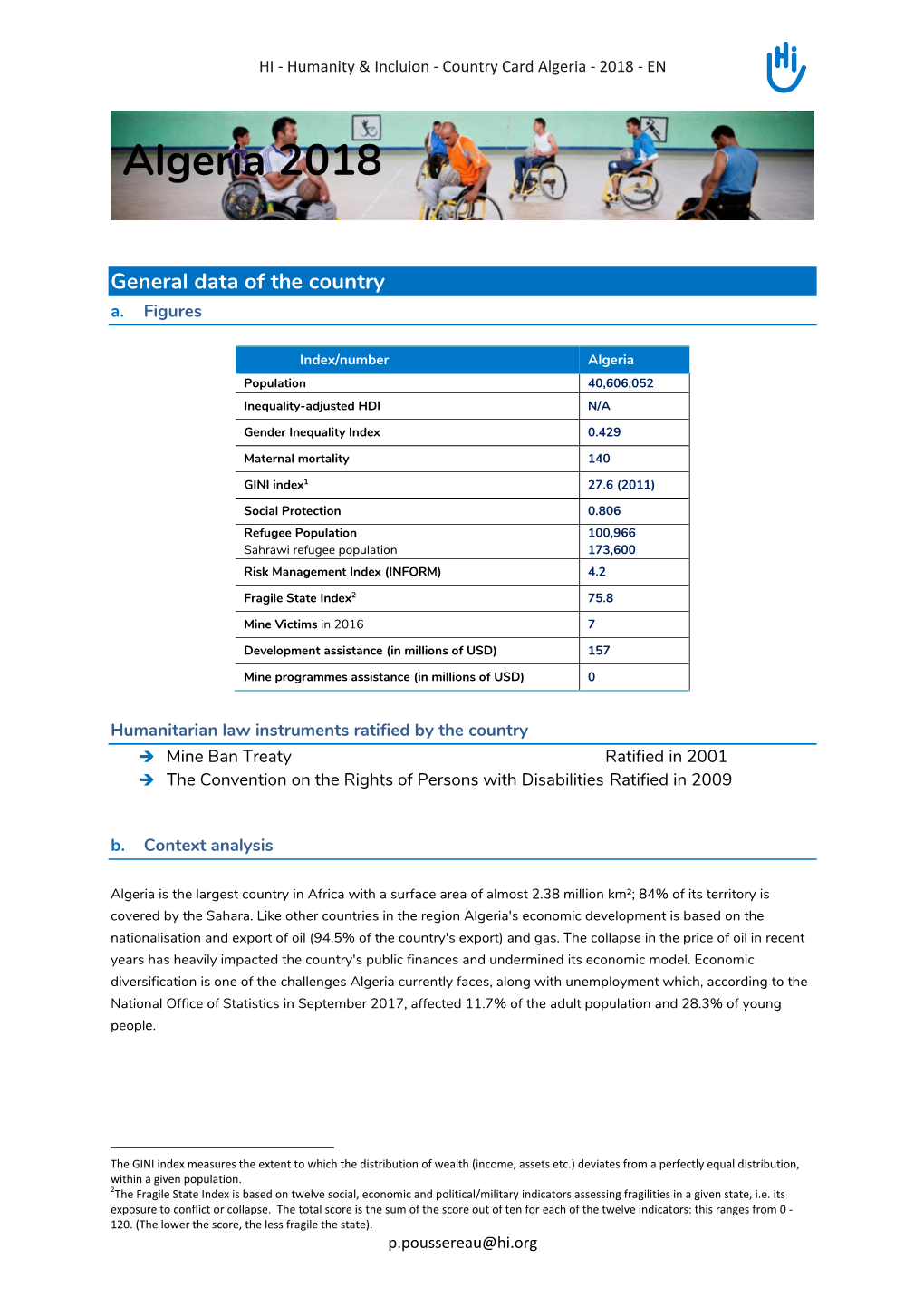 Humanity & Inclusion Algeria Projects