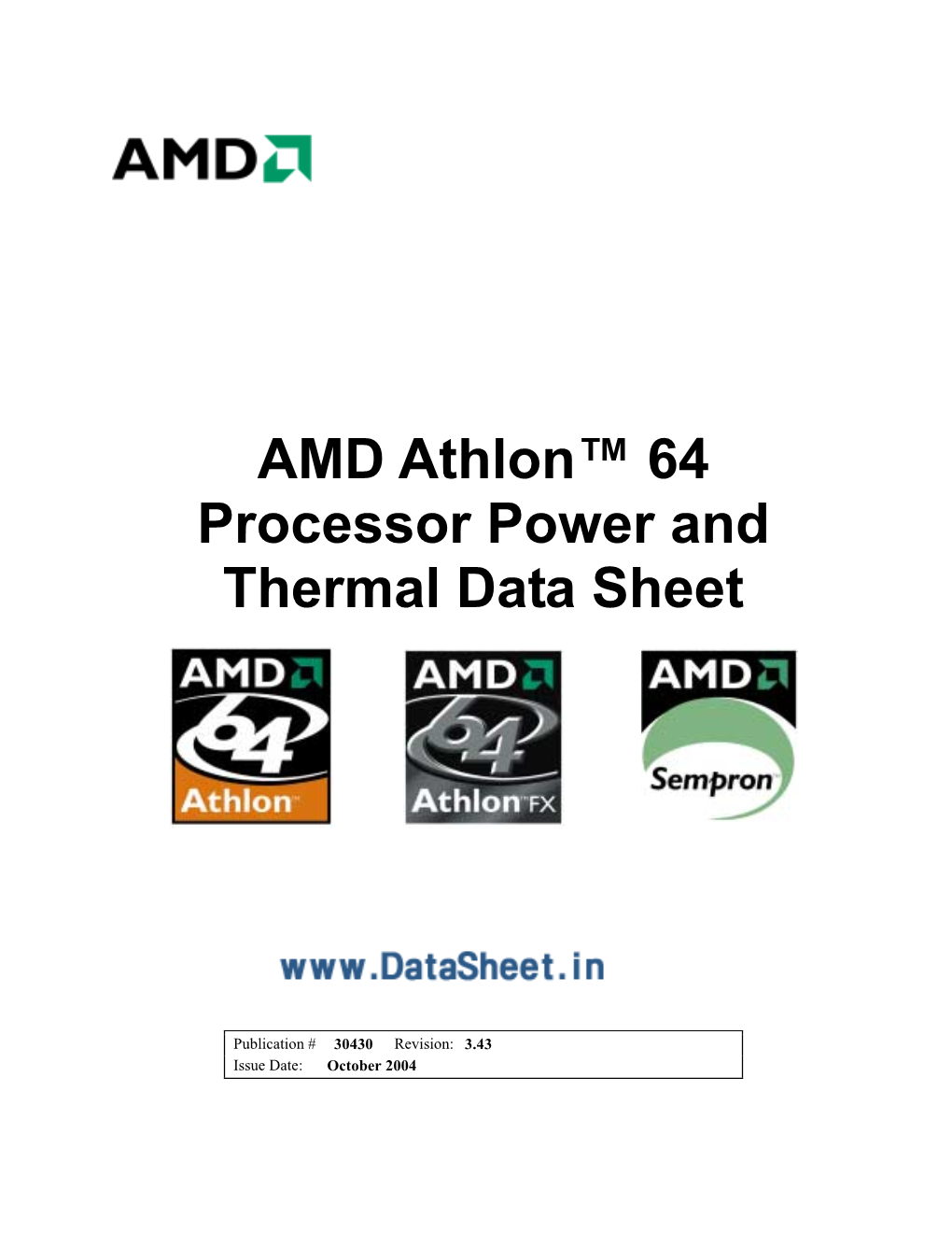 AMD Athlon 64 Processor Power and Thermal Data Sheet (Public)