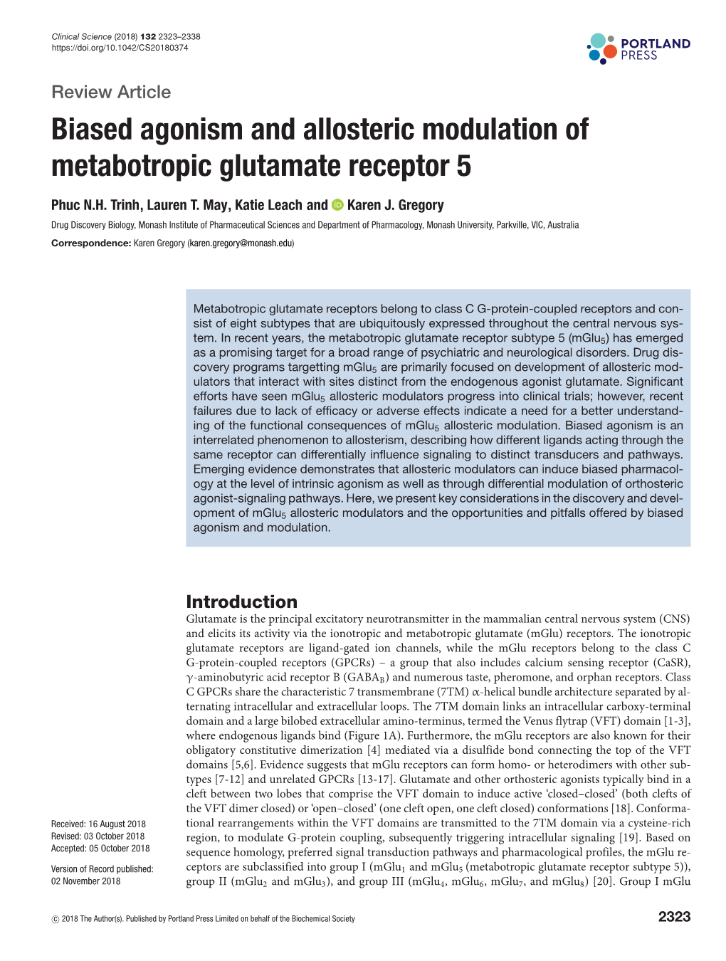 Biased Agonism and Allosteric Modulation of Metabotropic Glutamate Receptor 5