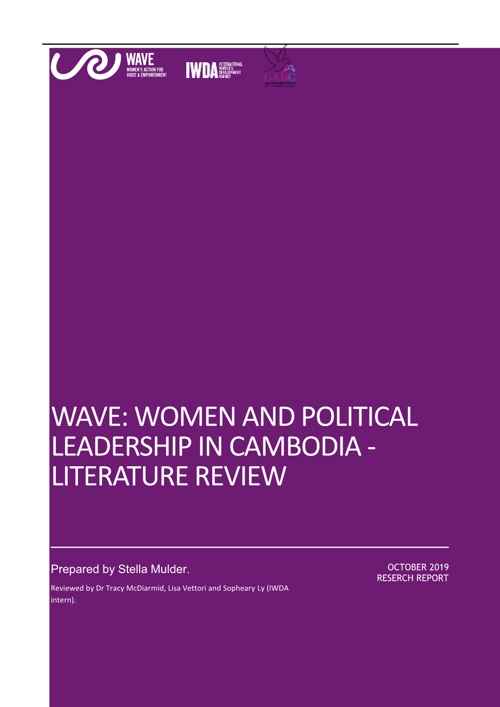 Wave: Women and Political Leadership in Cambodia - Literature Review