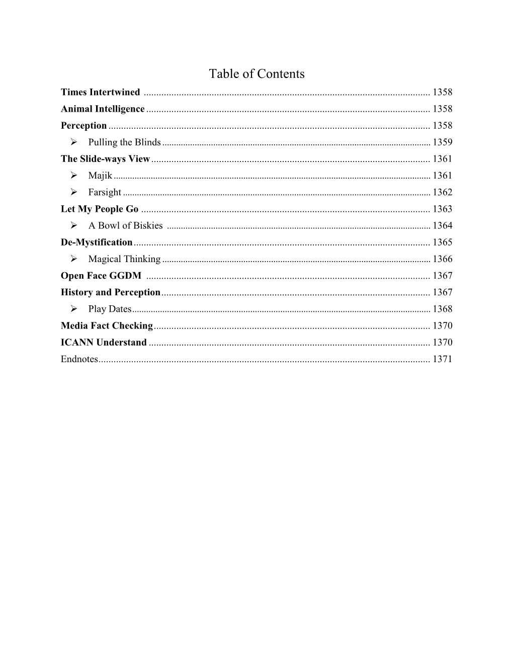 Table of Contents Times Intertwined