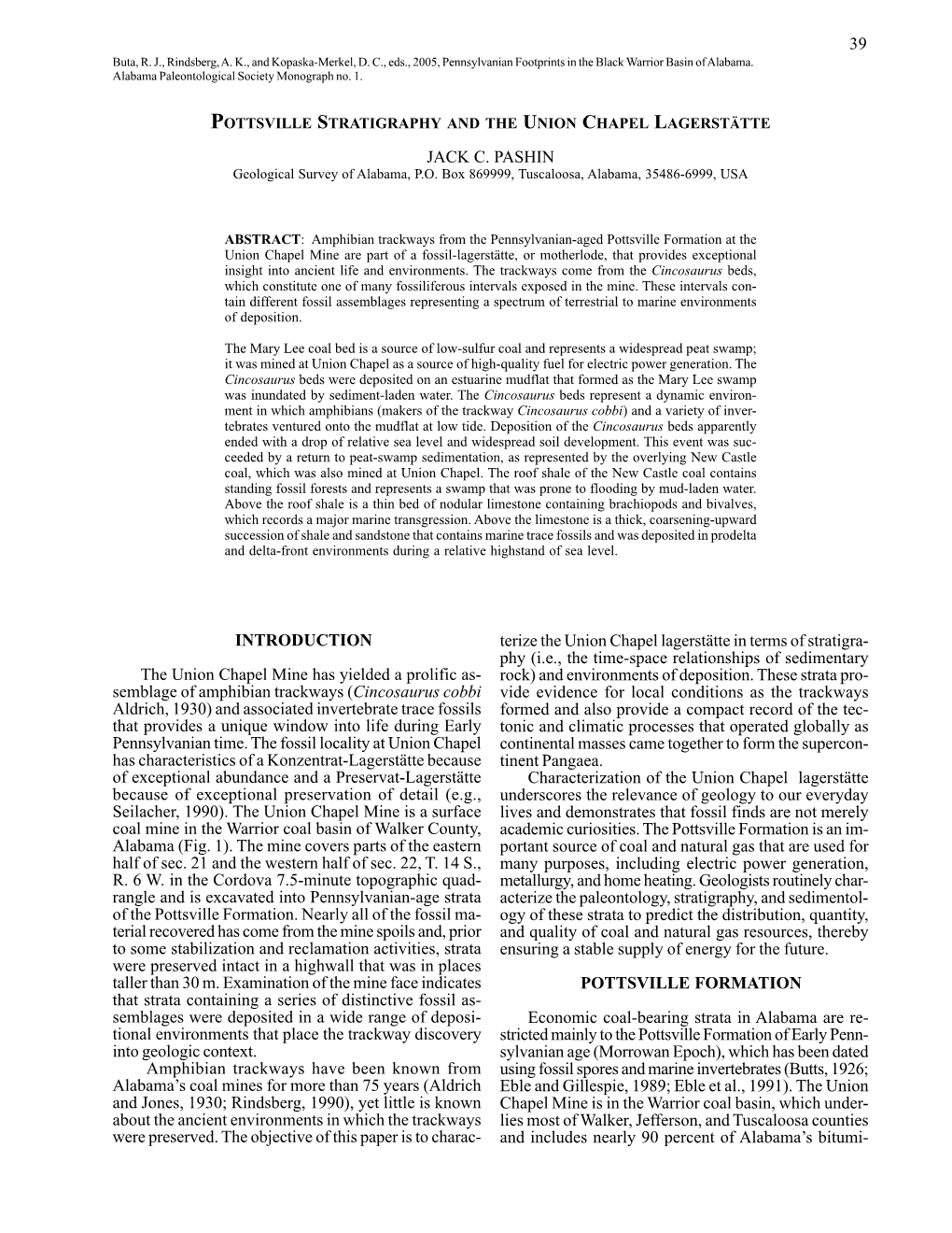 Pashin: Pottsville Stratigraphy and the Union Chapel Lagerstatte