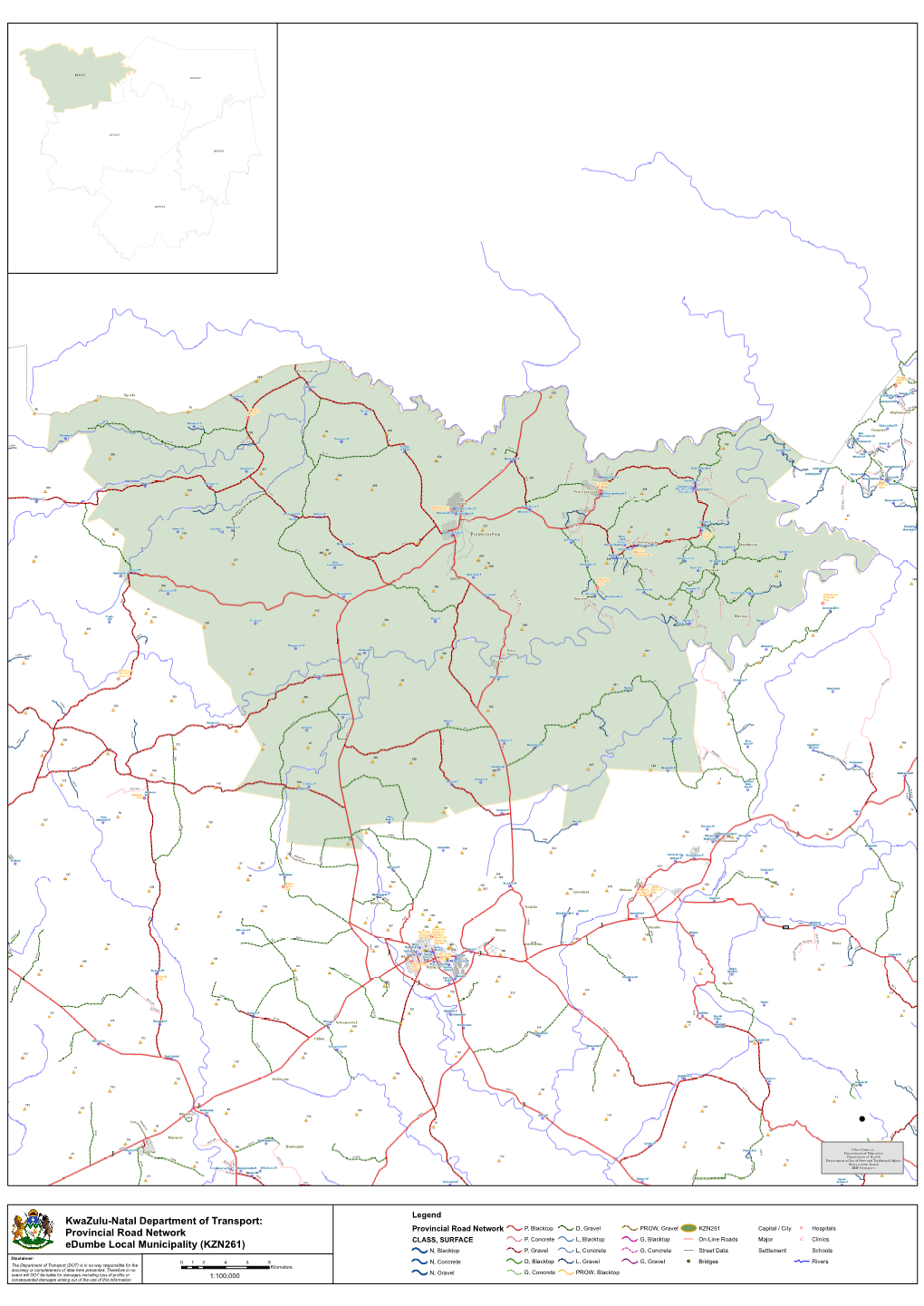 Provincial Road Network Edumbe Local Municipality (KZN261)