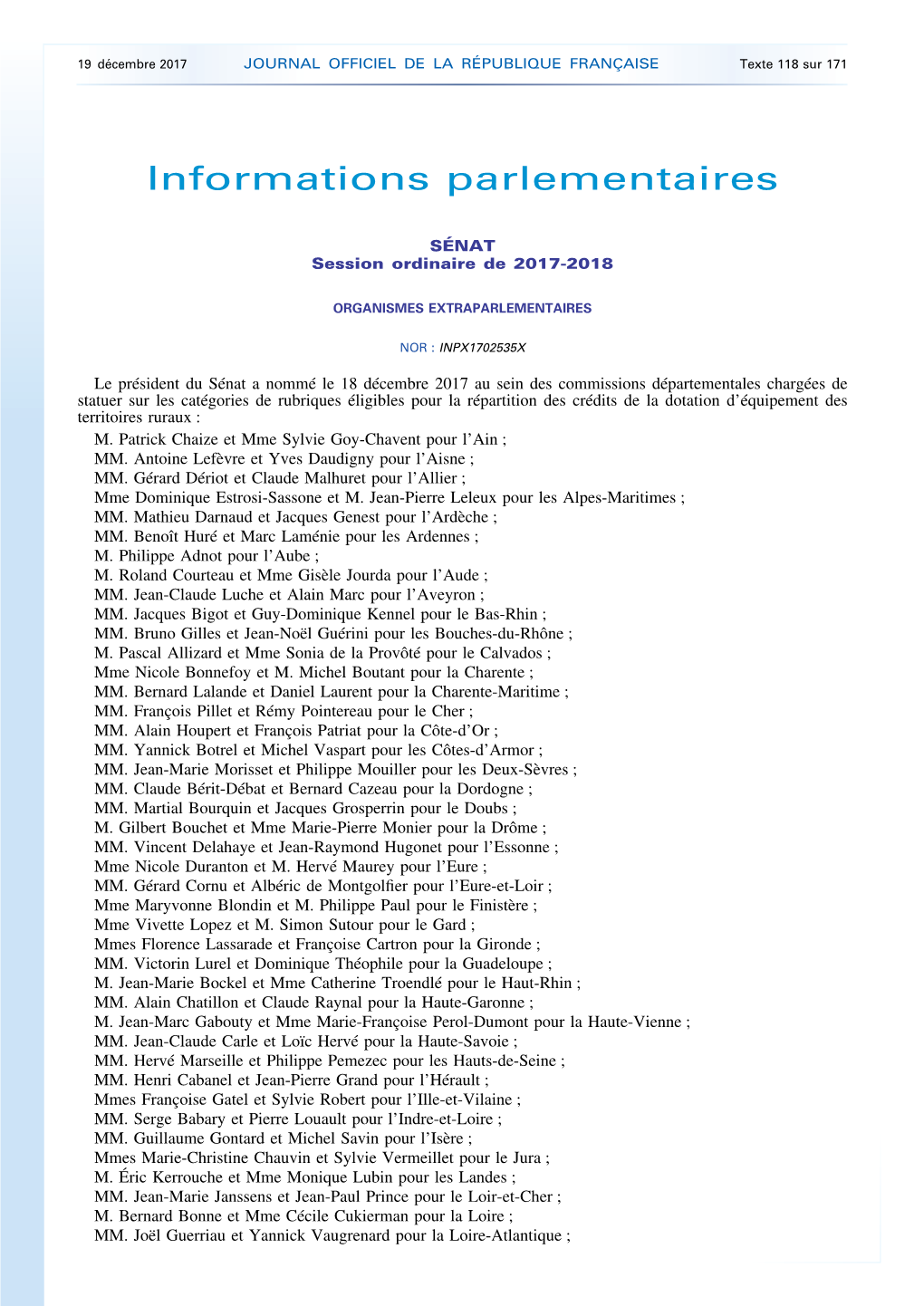 JOURNAL OFFICIEL DE LA RÉPUBLIQUE FRANÇAISE Texte 118 Sur 171