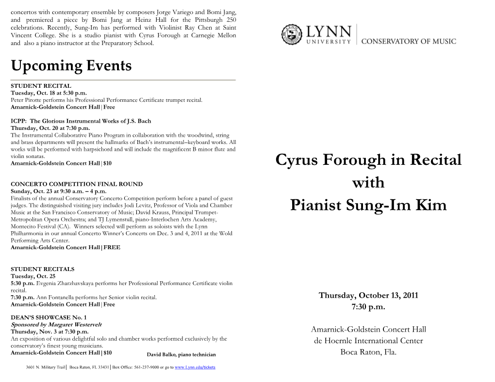 2011-2012 Cyrus Forough in Recital with Pianist Sung-Im