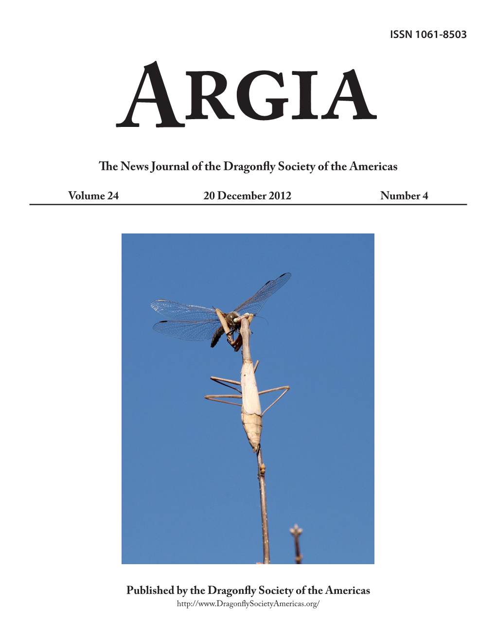 Argia the News Journal of the Dragonfly Society of the Americas