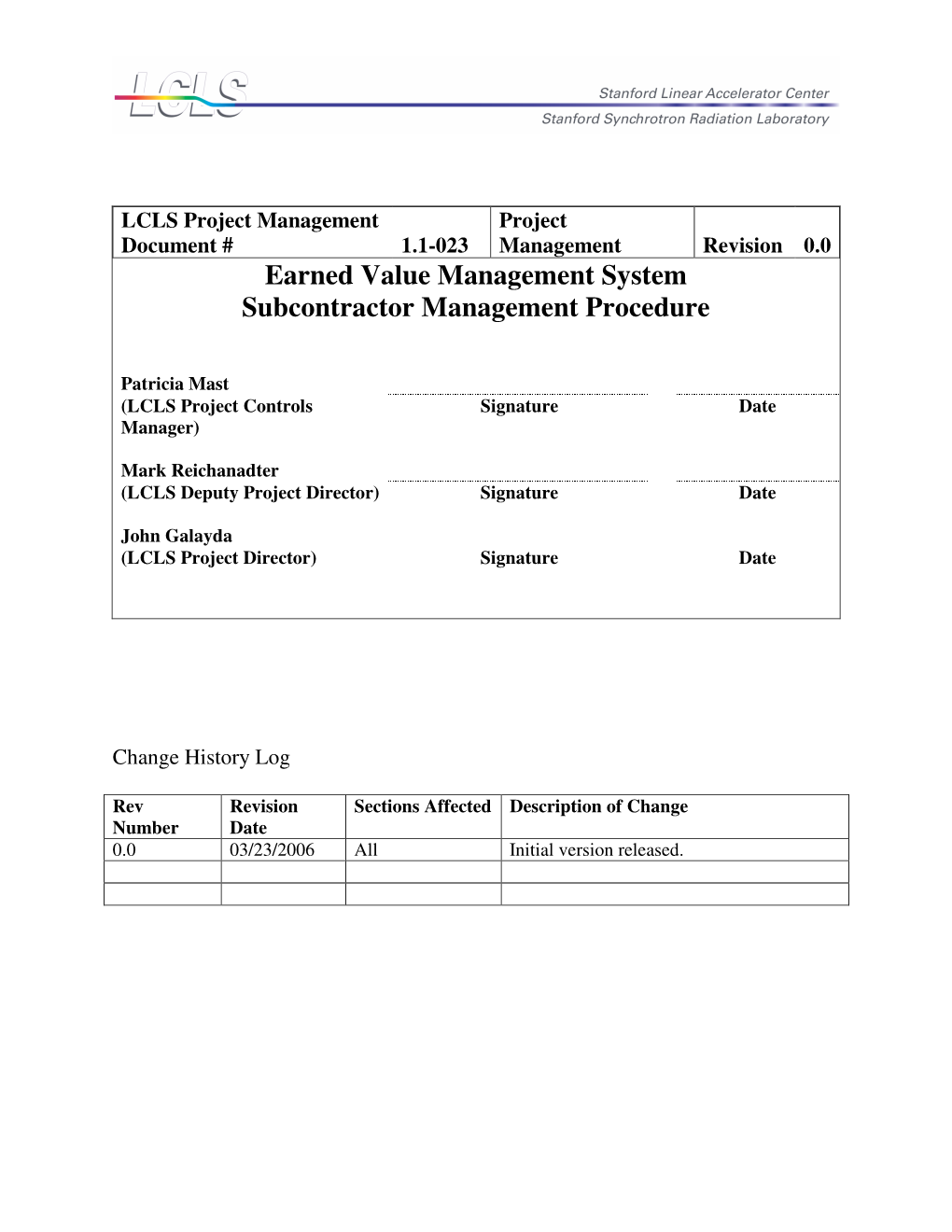 Earned Value Management System Subcontractor Management Procedure