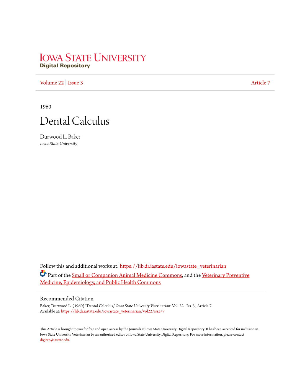 Dental Calculus Durwood L